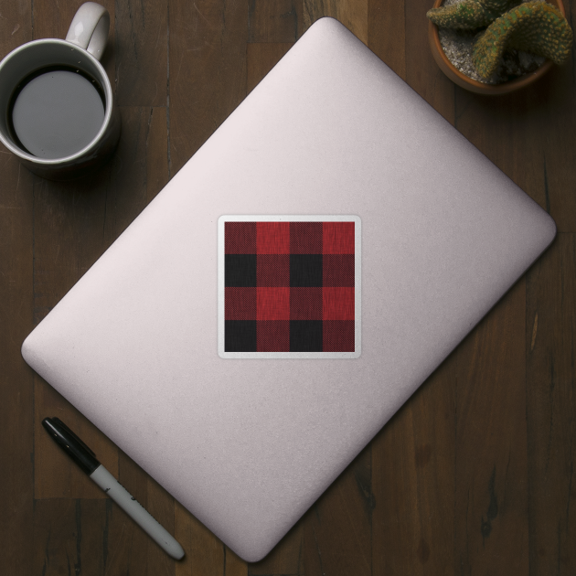 Red and Black Textured Buffalo Plaid by SugarPineDesign